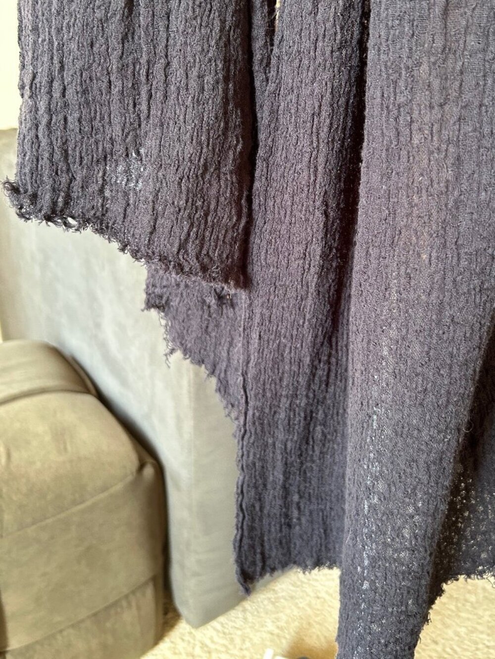 Gauze Black Long Scarf/Wrap EUC - Picture 6 of 7